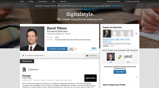 Example of a LinkedIn custom background.